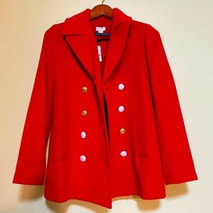 J Crew red wool-blended coat, size 00.